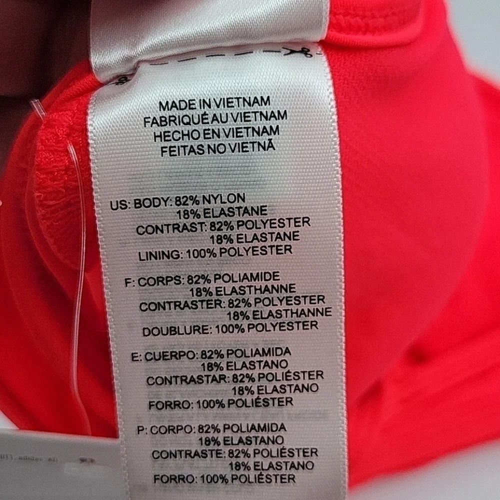 Adidas Cross Back bikini top Neon Red and White 12
